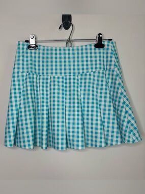 Aryeh Caryn Pleated Aqua Gingham Skort Pickleball Tennis Golf Fitness Sport S